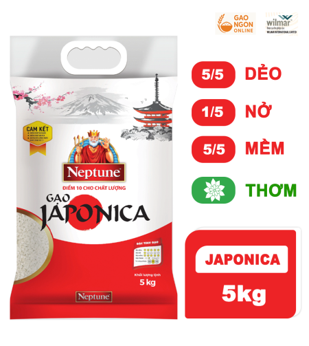 Gạo Nhật Japonica Neptune - Túi 5kg