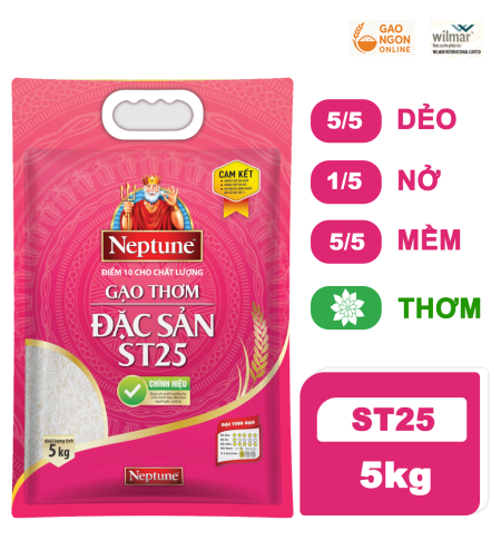 Gạo thơm đặc sản Neptune ST25 - Túi 5kg