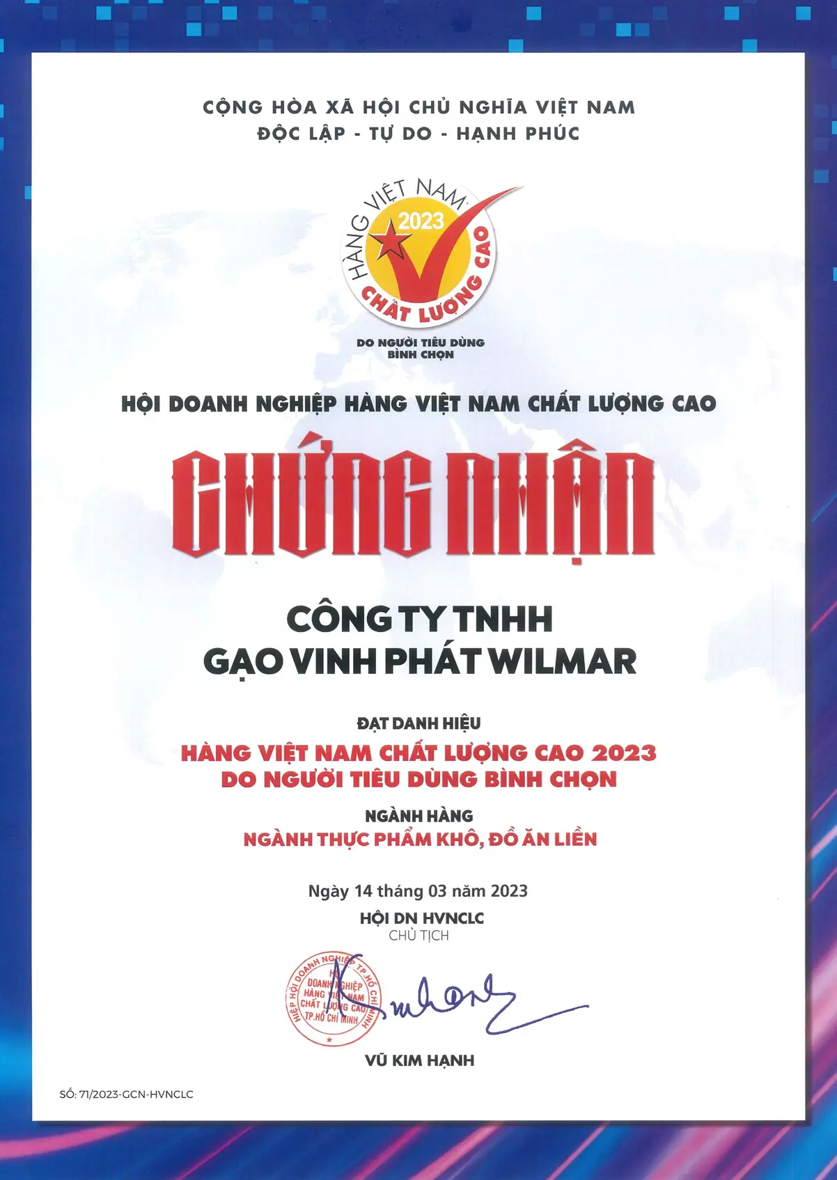 Hàng Việt Nam chất lượng cao 2022